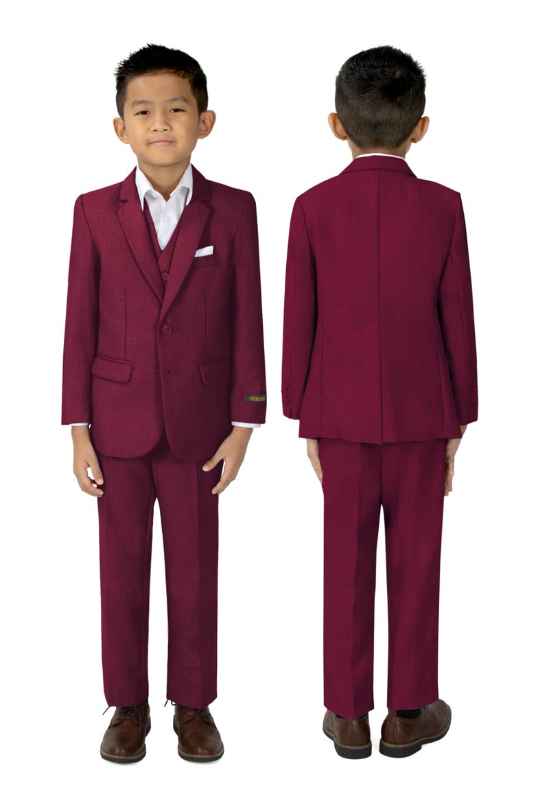 Spring Notion Boys' Modern Fit Burgundy Suit 3-Piece Set 16 - Image 2